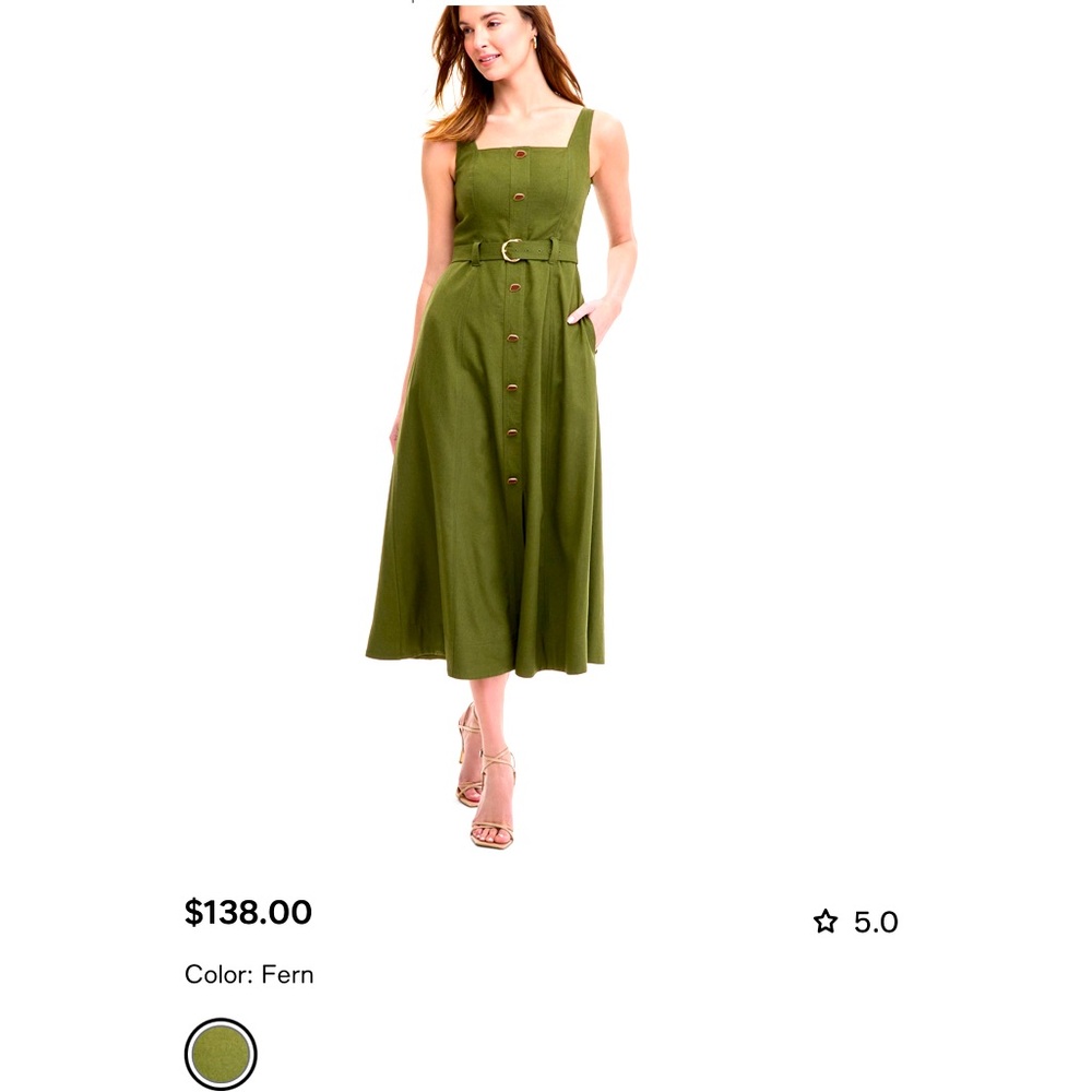 Taylor Fern Green Midi Dress with Belt